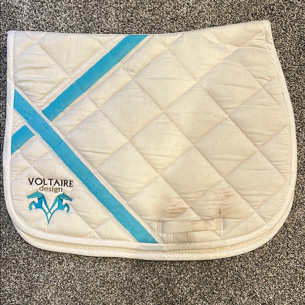 Voltaire Design White and Blue Saddle Pad